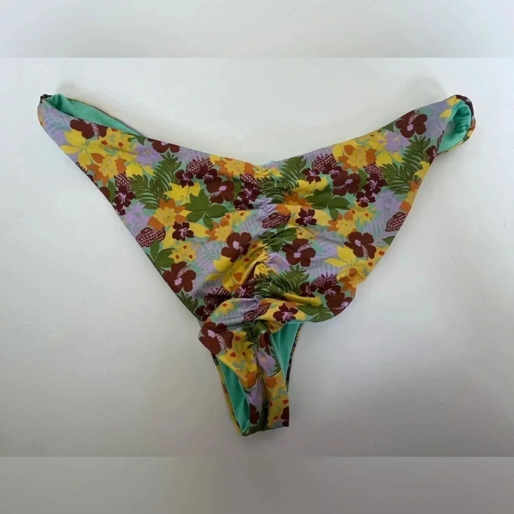 L*Space Cool Tone Floral Cheeky Bikini Bottom‎ Women Size XL